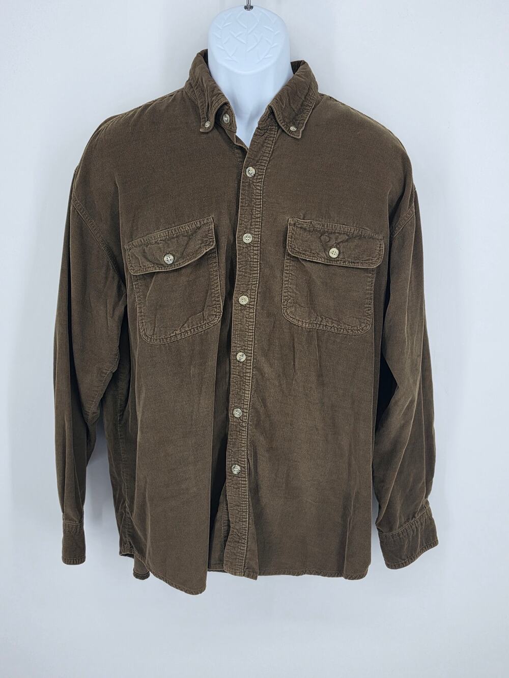Canyon Guide Outfitters Corduroy Shirt Brown Cotton Button Down Men Size XL